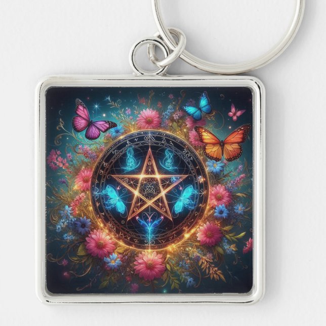 Beautiful Witches pentacle2 Key Ring (Front)