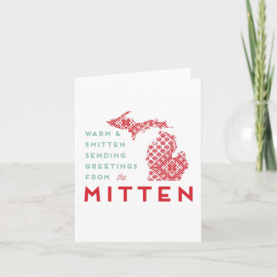 Beautiful witty Michigan Christmas Holiday Mitten Card