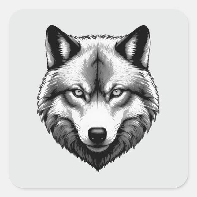 Beautiful Wolf Face Square Sticker (Front)
