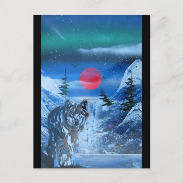 Beautiful wolf in sunset postcard (Front)