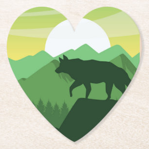 Beautiful wolf scene   paper coaster