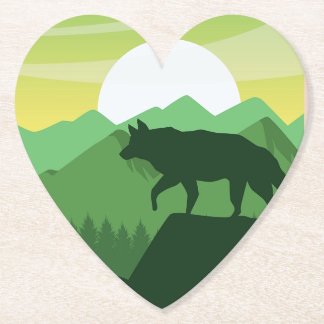 Beautiful wolf scene   paper coaster (Front)