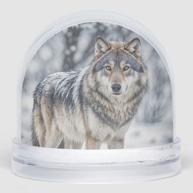 Beautiful Wolf Wildlife Christmas Holiday Snowglobe (Front)