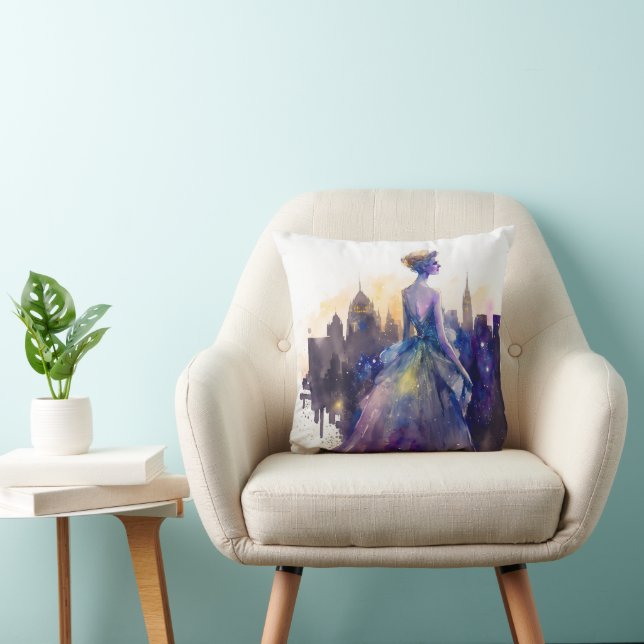Beautiful Woman | Abstract Fairytale City Princess Cushion (Chair)