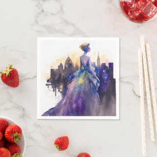 Beautiful Woman Abstract Fairytale City Princess Napkin
