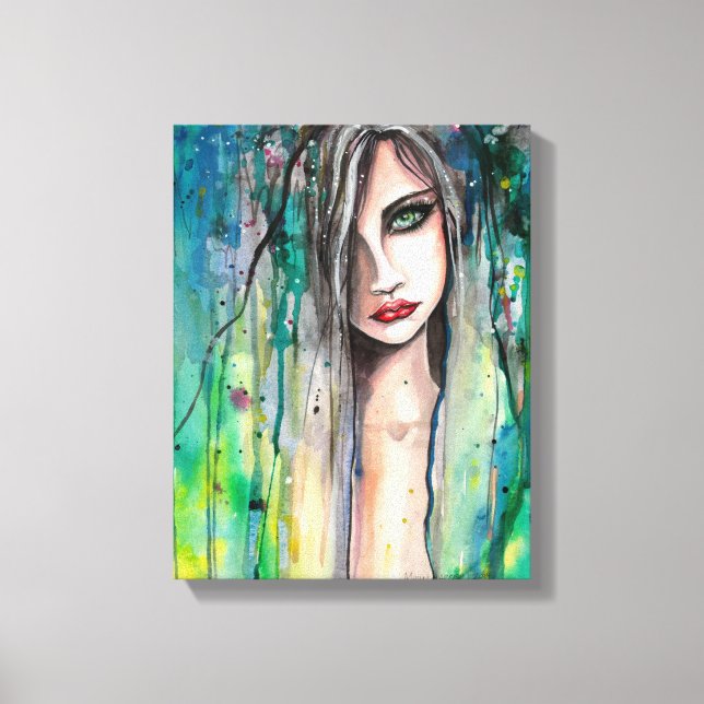 Beautiful Woman Abstract Portrait Fantasy Art Canvas Print (Front)