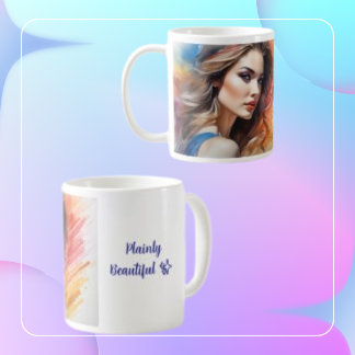 Beautiful Woman Art Water Paint Coffee Mug