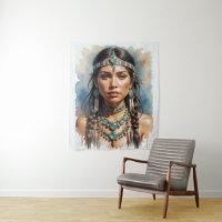 Beautiful Woman Boho Native American With Jeweller