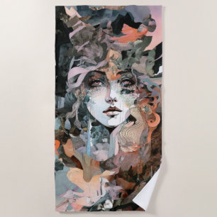 Beautiful Woman Collage Beach Towel
