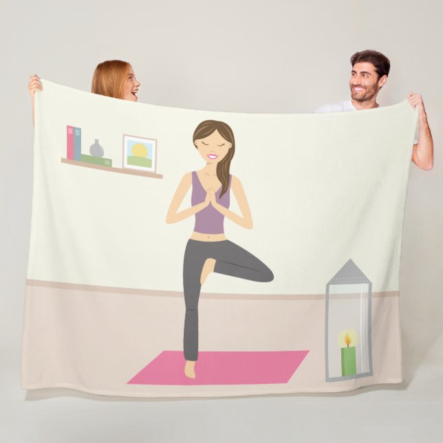 Beautiful Woman Doing Yoga In A Decorated Room Fleece Blanket (In Situ)