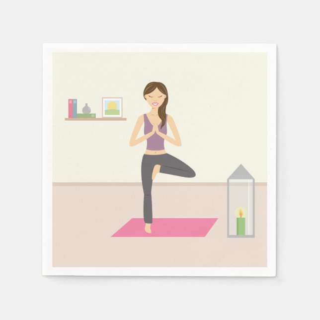Beautiful Woman Doing Yoga In A Decorated Room Napkin (Front)