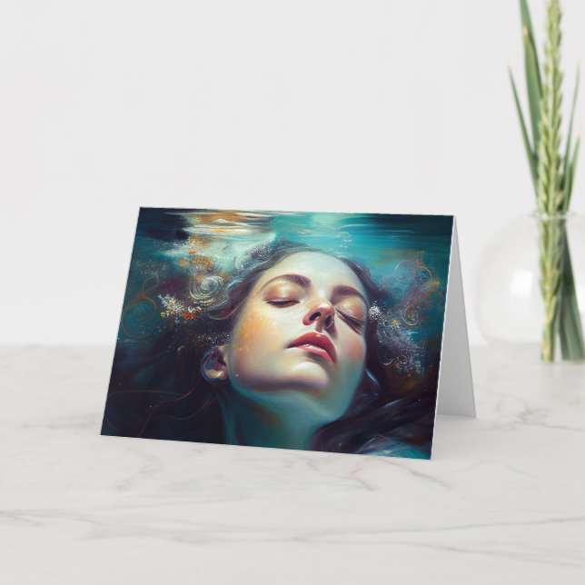 Beautiful Woman Dreams Underwater All Occasions  Card (Front)
