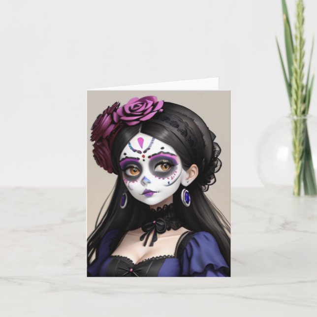 Beautiful woman - el Día de los Muertos Card (Front)
