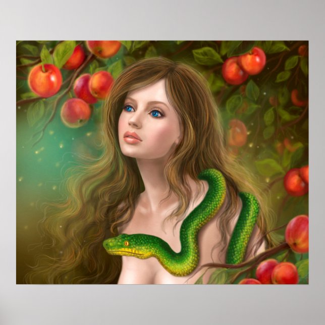 Beautiful woman Eve and snake. Poster (Front)