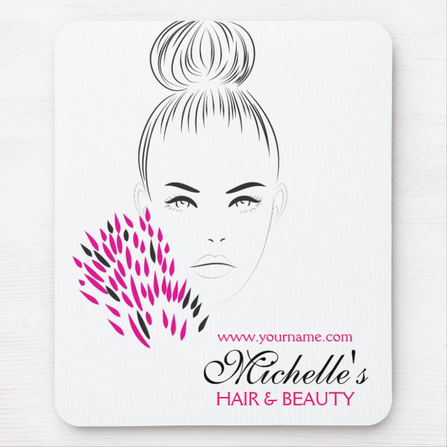 Beautiful woman fashion illustration branding mouse pad (Front)