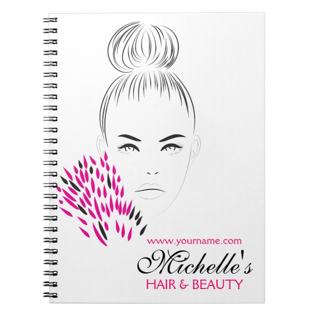 Beautiful woman fashion illustration branding spiral notebook (Front)