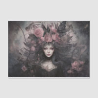 Beautiful Woman Gothic Queen with Flower Decoupage