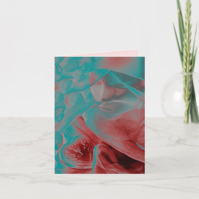 Beautiful woman & heart blue pink red Valentine Card (Front)