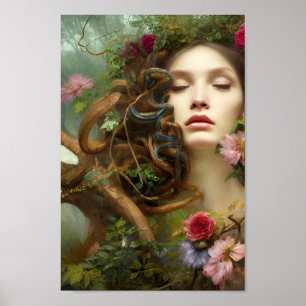 Beautiful Woman in Colorful Nature Painting 4 Poster