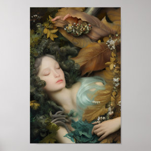 Beautiful Woman in Colourful Nature Painting   5   Poster