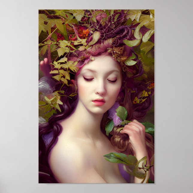 Beautiful Woman in Colourful Nature Painting | 7 | Poster (Front)
