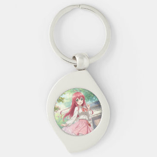 Beautiful woman in nature key ring