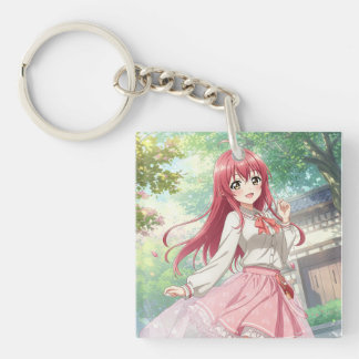 Beautiful woman in nature key ring