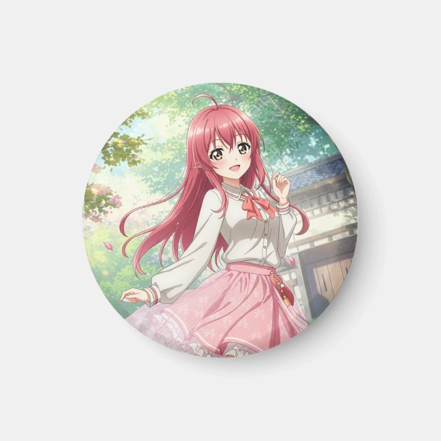 Beautiful woman in nature magnet (Front)