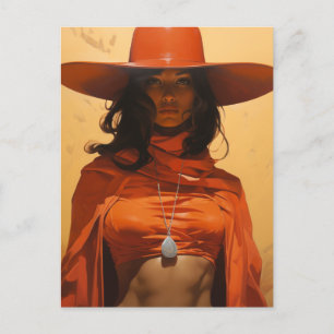 Beautiful Woman in Orange Postcard