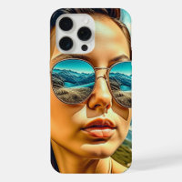 Beautiful Woman in Sunglasses Mountain Reflectoin