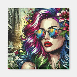 Beautiful Woman in the City Magnet