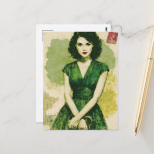 Beautiful Woman in the Green Dress Postcard