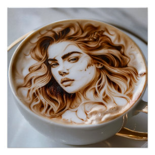 Beautiful Woman Latte Art Poster