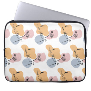 beautiful woman line art laptop sleeve