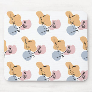 beautiful woman line art mouse pad