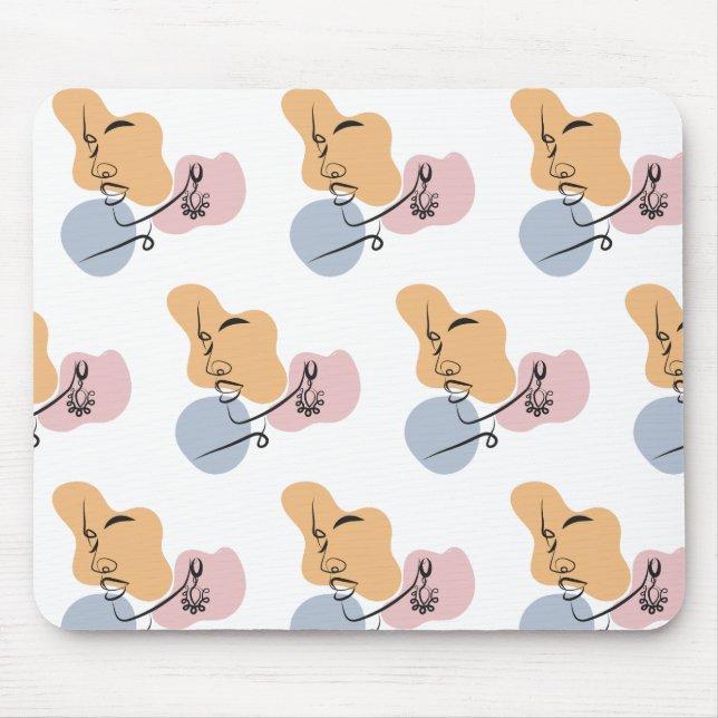 beautiful woman line art mouse pad (Front)