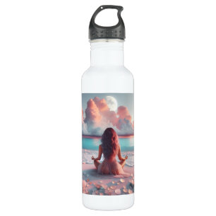 Beautiful Woman Meditating on Beach Blank 710 Ml Water Bottle