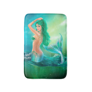 Beautiful woman mermaid fantasy Bath Mat