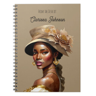 Beautiful Woman of Colour in Vintage Hat Notebook