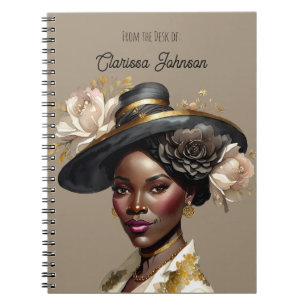 Beautiful Woman of Colour in Vintage Hat Notebook