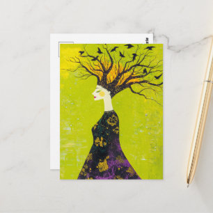 Beautiful woman of the Forest and birds Postcard