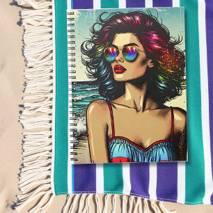 Beautiful Woman on Beach Comic Book Pop Art