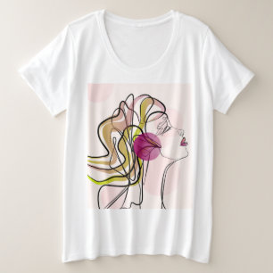 Beautiful Woman One Line Art Plus Size T-Shirt
