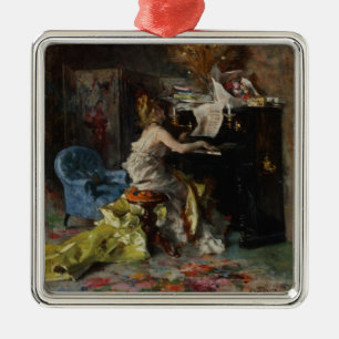 Beautiful Woman Playing the Piano (by Boldini) Metal Tree Decoration