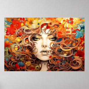Beautiful Woman Portrait Enchanting  Poster