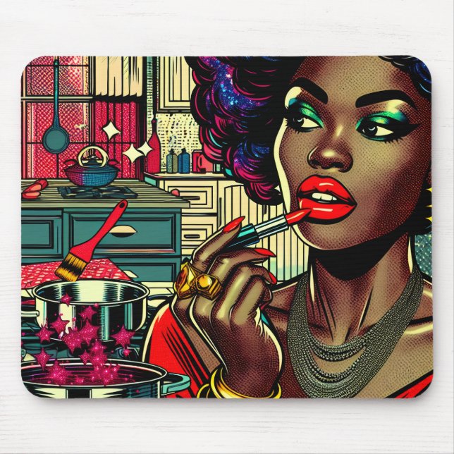 Beautiful Woman Putting on Lipstick Mouse Pad (Front)