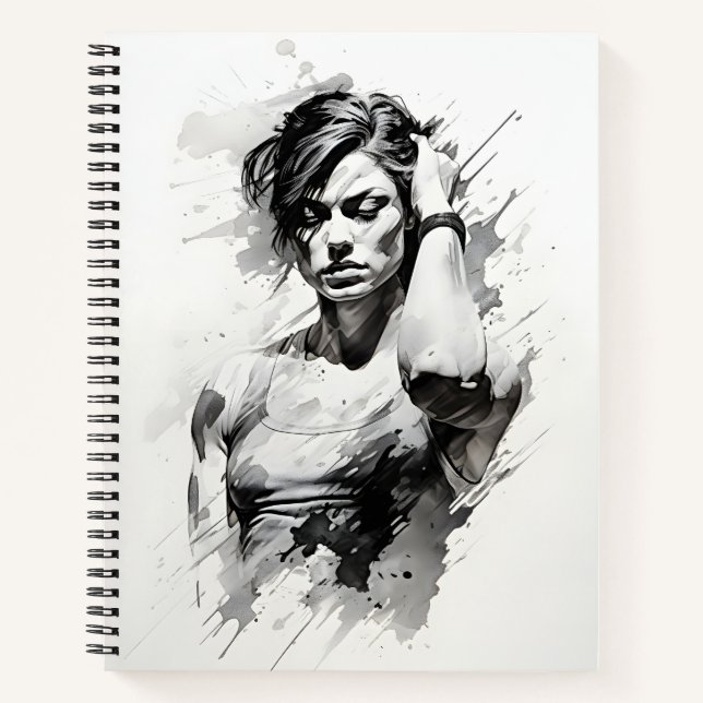 Beautiful Woman Sketch Of Female Fitness Girl  Notebook (Front)