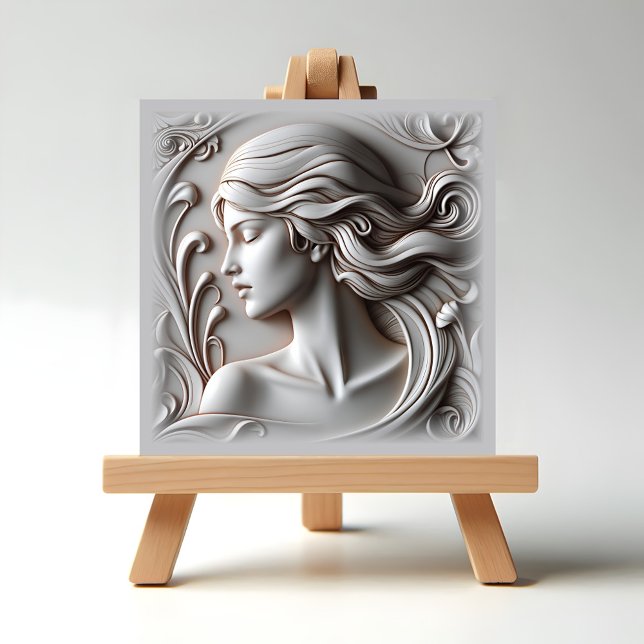 Beautiful Woman Tile (Beautiful Woman in marble on easel display)