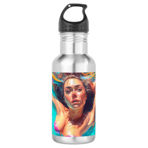 Beautiful Woman Under Water AI Art 532 Ml Water Bottle
