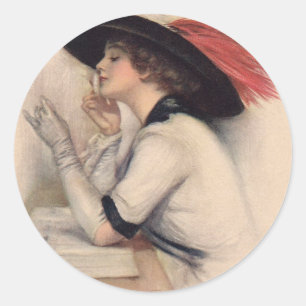 Beautiful Woman Voting - Vintage Suffrage Fashion Classic Round Sticker